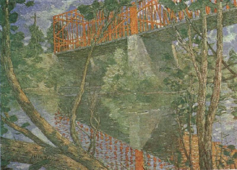 julian alden weir The Red Bridge oil painting picture